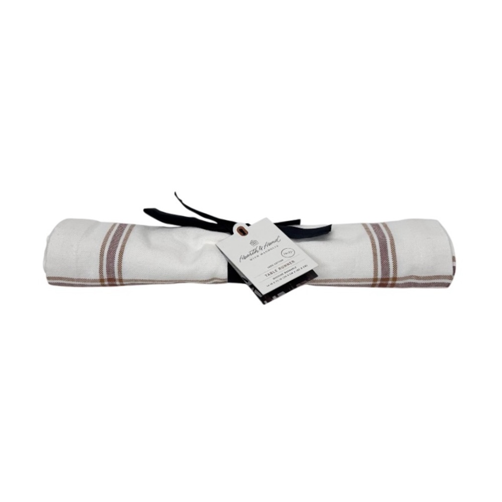 Target Hearth & Hand By Magnolia Table Runner Nwt White Ran Maroonish Brown